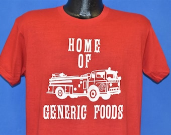 70s Fire Truck Home of Generic Foods t-shirt Large