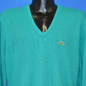 70s Izod Lacoste Teal Green Pullover Sweater Crocodile Medium