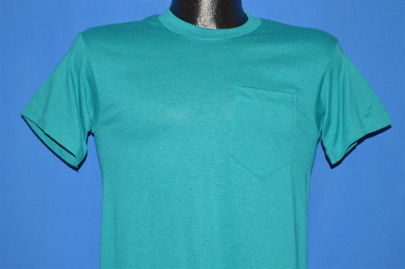 80s Teal Blank Pocket t-shirt Small