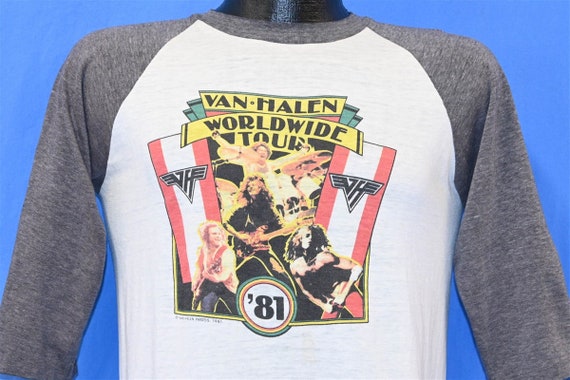 80s Van Halen Worldwide Tour 1981 Rock Concert Raglan T