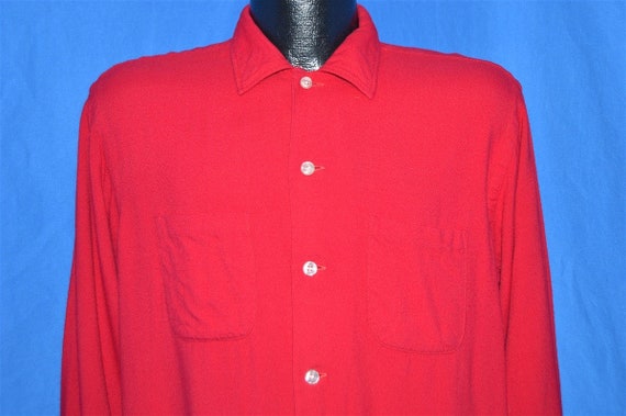 50s Kentcrest Red Rayon Flannel Shirt Medium