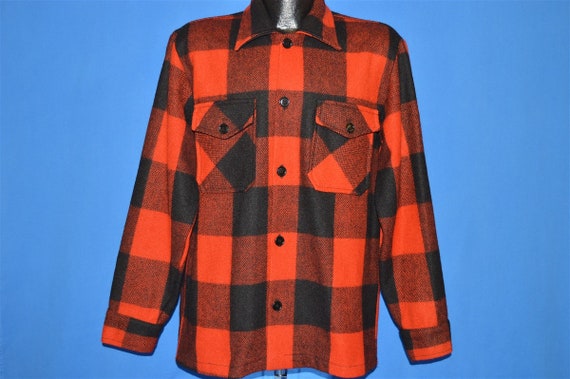 60s Checkered Button Up Wool shirt Large - image 2