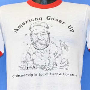 80s American Cover Up Epoxy Stone Flooring Ringer t-shirt Small
