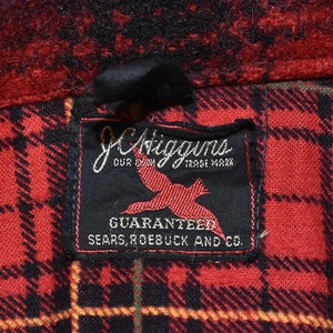 50s JC Higgins Sears Red Black Plaid Check Wool Field Coat - Etsy