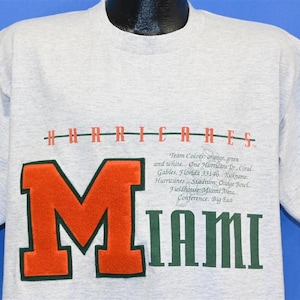 90s Miami Hurricanes Gray University Letterman Chenille Patch College t-shirt Large