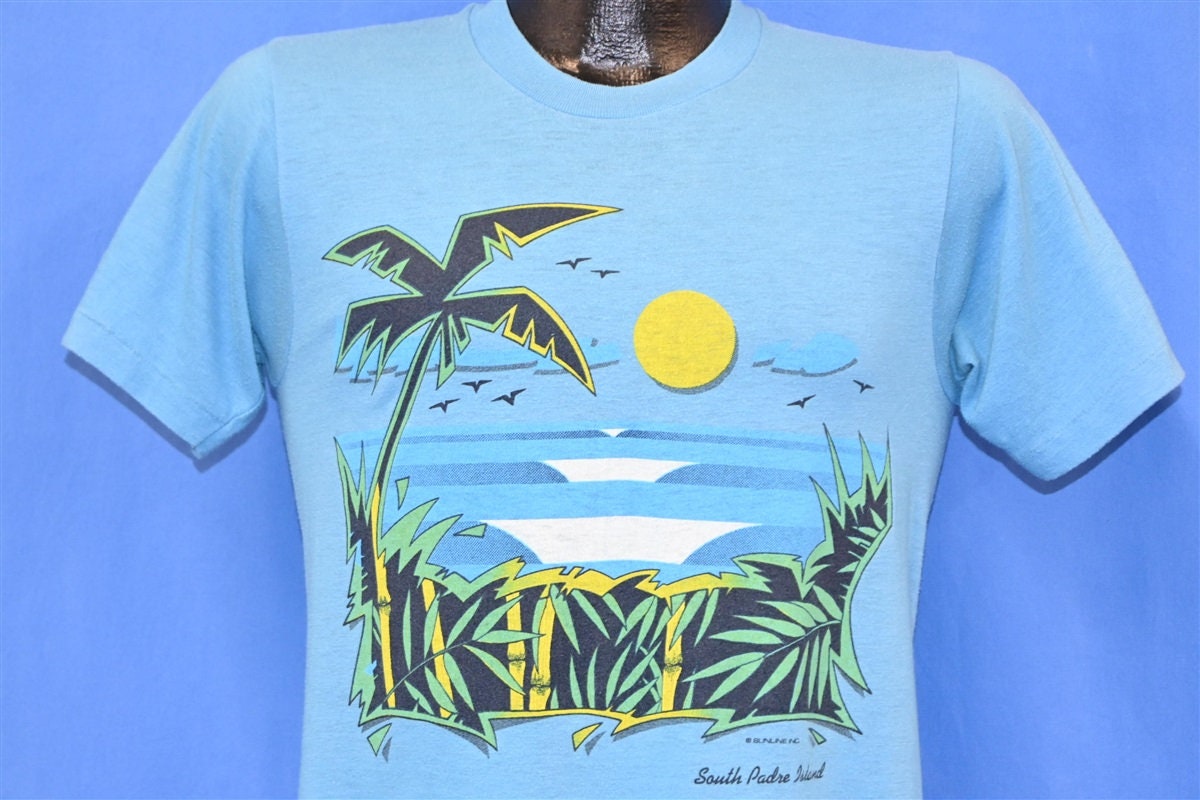 80s South Padre Island Texas Beach Ocean Palm Tree Souvenir t-shirt Small