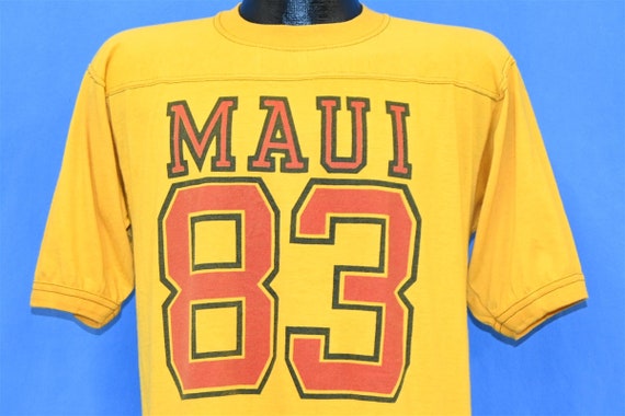 80s Maui Hawaii 83 Yellow Travel Top Stitch Jerse… - image 1