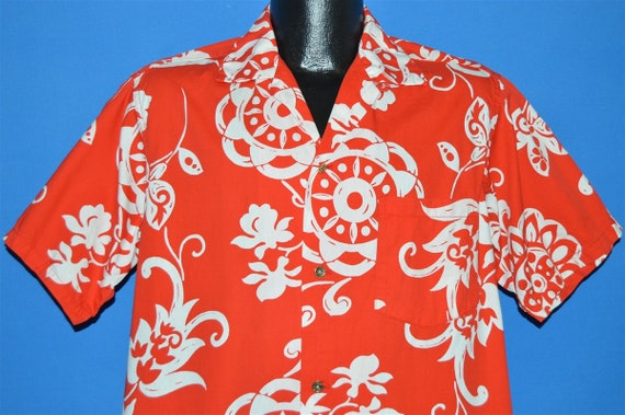 50s Red White Aloha Hawaiian shirt Large
