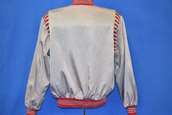 50s Silver And Red Striped Satin Pullover Jacket … - image 3