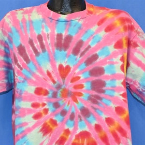 90s Tie Dye Spiral Multicolor Red Orange Pink t-shirt Extra Large