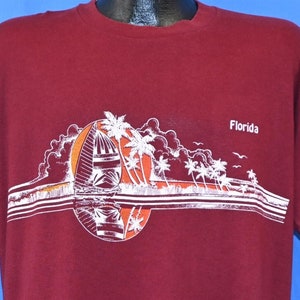 80s Florida Beach Sunset Palm Tree Sailboat Vacation Double-Sided t-shirt Extra Large