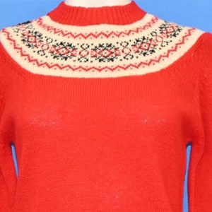 80s John Meyer Red Snowflake Wool Pullover Sweater Women's Extra Small image 1