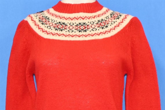 80s John Meyer Red Snowflake Wool Pullover Sweate… - image 1