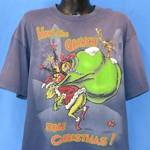 90s How the Grinch Stole Christmas Dr Seuss Cartoon Glitter Holiday t-shirt XXL