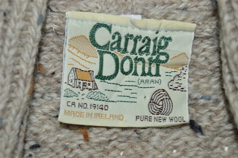 80s Carrig Donn Beige Cable Knit Sweater Medium