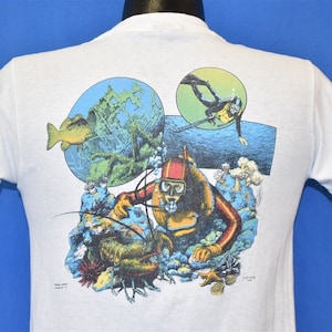 80s Rockland Aquanauts Diving Club Double-Sided t-shirt Small Vintage Tee