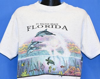 90s Fort Walton Beach Florida Dolphin Coral Reef Ocean Fish t-shirt Large