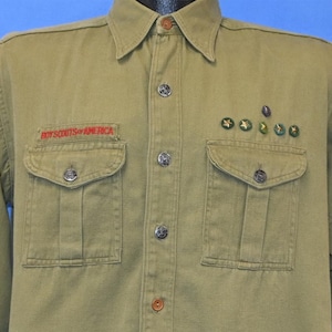40s BSA Boy Scouts of America Uniform Change Button Troop 97 Shirt Medium