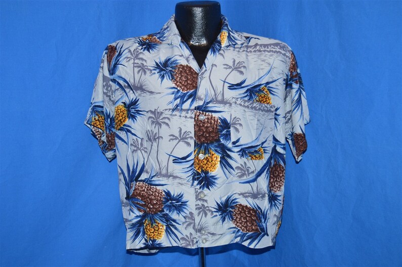 50s Sears Pineapple Rayon Aloha Hawaiian Shirt Medium
