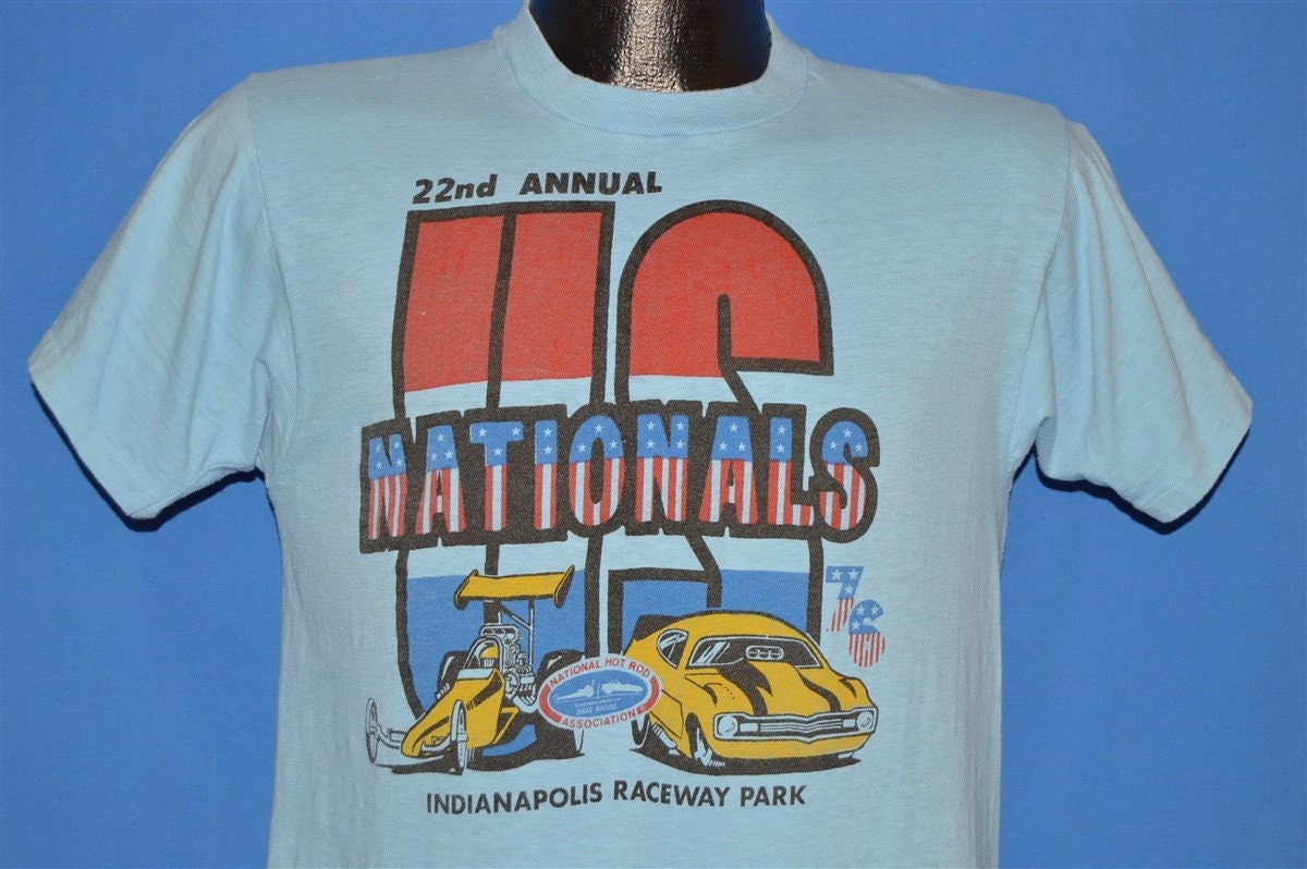 Discover 70s NHRA US Nationals 1976 Indianapolis Drag Race t-shirt Small