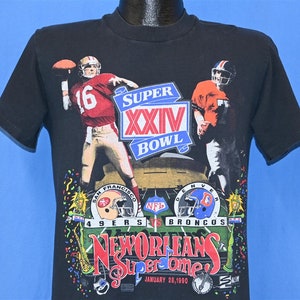 90s San Francisco 49ers Denver Broncos Super Bowl XXIV 1990 Joe Montana John Elway NFL t-shirt Medium