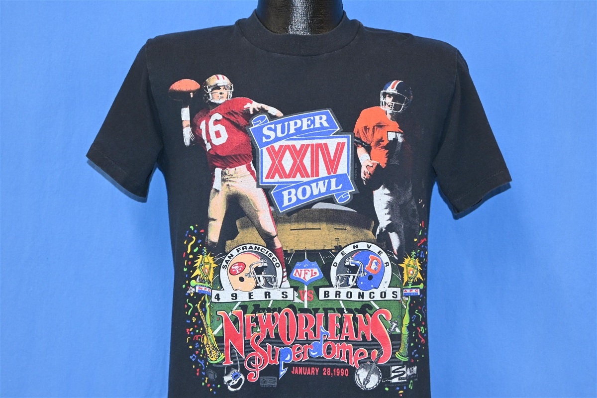 90s San Francisco 49ers Denver Broncos Super Bowl XXIV 1990 Joe Montana John Elway NFL T shirt Medium Etsy