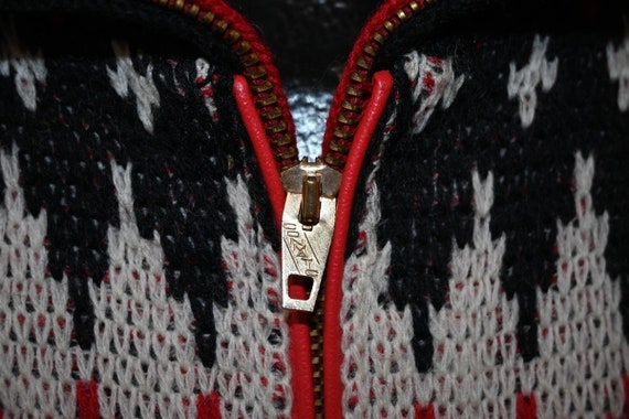 50s Diamonds Wool Conmatic Zipper Collar Cardigan… - image 4