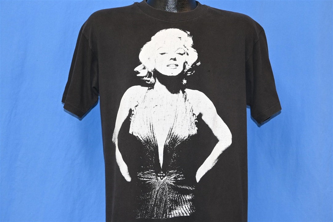 90s Marilyn Monroe Big Print Hollywood Black and White T