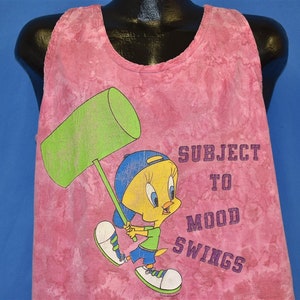 Camiseta sin mangas con efecto tie dye de Tweety Bird de los 90, camiseta con cambios de humor y dibujos animados divertidos de Looney Tunes, talla grande