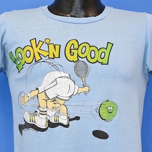 70s Lookin Good Tennis Cartoon Funny Humor Joke 1976 t-shirt Small