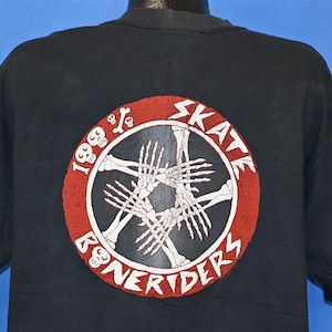 80s 100% Boneriders Skate Skateboarding Skeleton Double-Sided t-shirt Extra Large
