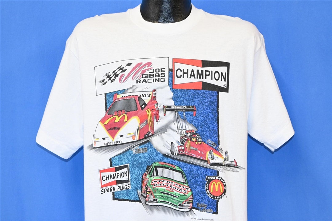90s Joe Gibbs Racing Champion Spark Plugs NASCAR T-shirt Large