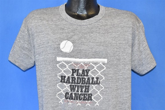 80s Play Hardball with Cancer Softball Rayon Tri … - image 1