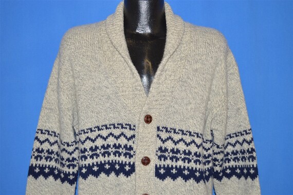 80s Shawl Collar Wool Cardigan Sweater Medium