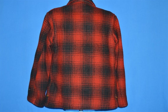 50s Black Red Wool Check Mackinaw Hunting Coat Me… - image 3