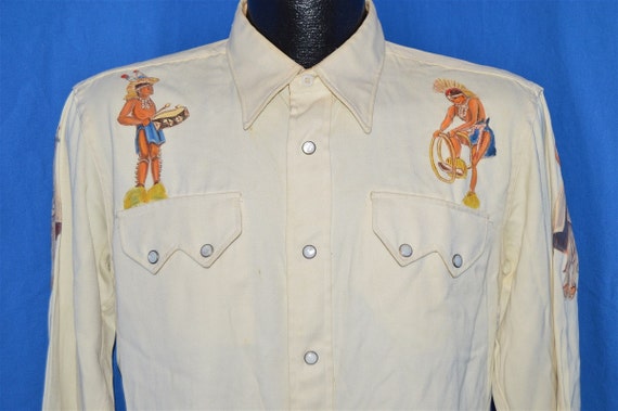 40s Tanbrook Native American Painted Pearl Snap Sh