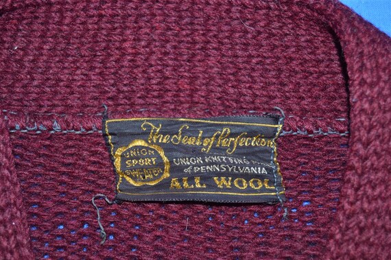 50s Maroon Cardigan Union Knitting Mills Wool Swe… - image 4