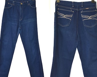 80s Wrangler Dark Denim Stretch Jeans Blue Pant Size 30