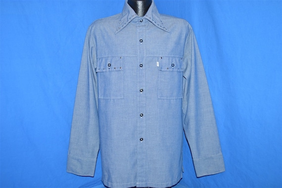 70s Levi's Panatela Chambray Studded Shirt Jacket… - image 2