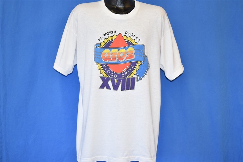 80s Q102 Radio Ft. Worth Texas Blood Drive XVIII T-shirt Extra - Etsy