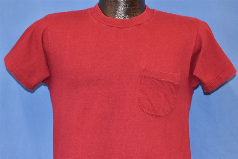 80s Blank Maroon Pocket Tee t-shirt Small