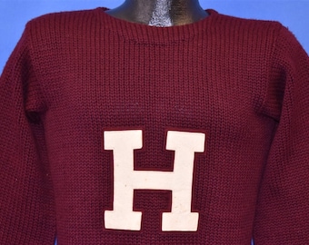 40s Harvard H Hanson Boatneck Varsity Pullover Maroon Sweater Extra Small