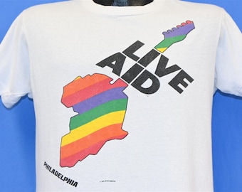 80s Live Aid Concert Rainbow Africa Benefit Lineup 1985 t-shirt Medium