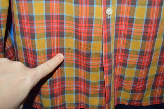 60s Sears Put On Shop Yellow Red Plaid Shirt Yout… - image 3