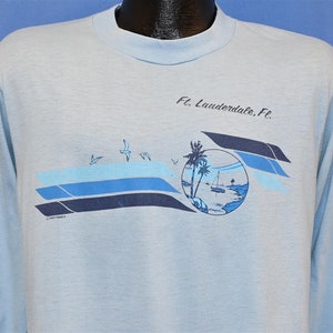 80s Fort Lauderdale Florida Beach Sunset Palm Trees Surf Long Sleeve t-shirt Medium