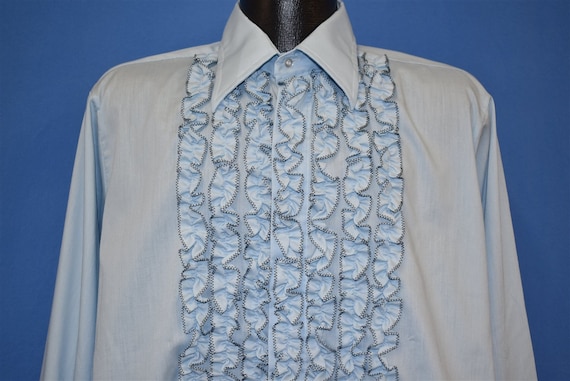 70s Tuxedo Blue Ruffled Lion of Troy Frilly Men's