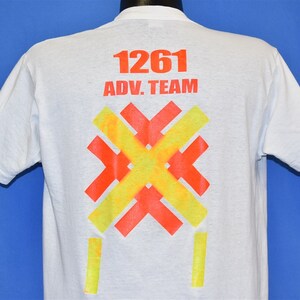 90s Advance Team 1261 Orange Yellow Stripe 2 Sided t-shirt Large