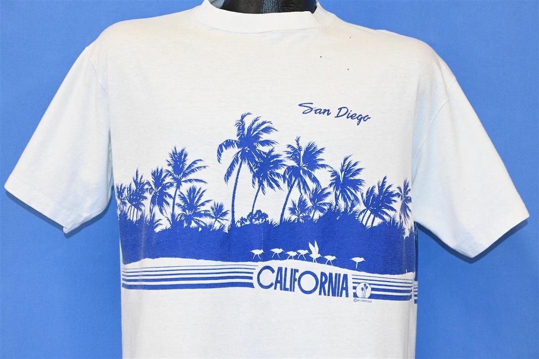80s San Diego California Palm Trees Striped Double Sided