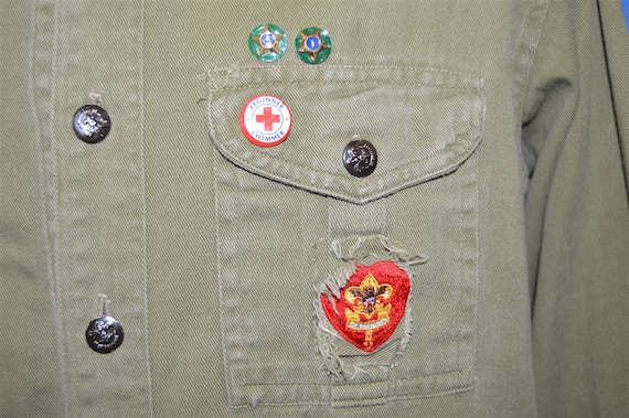 40s Boy Scouts Change Button Uniform shirt Large - image 3