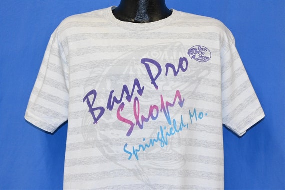 90s Bass Pro Shops Springfield Missouri Fishing Striped T-shirt Large 